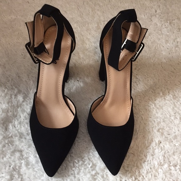 Pointed Faux Suede Ankle Strap Heels - Picture 8 of 8